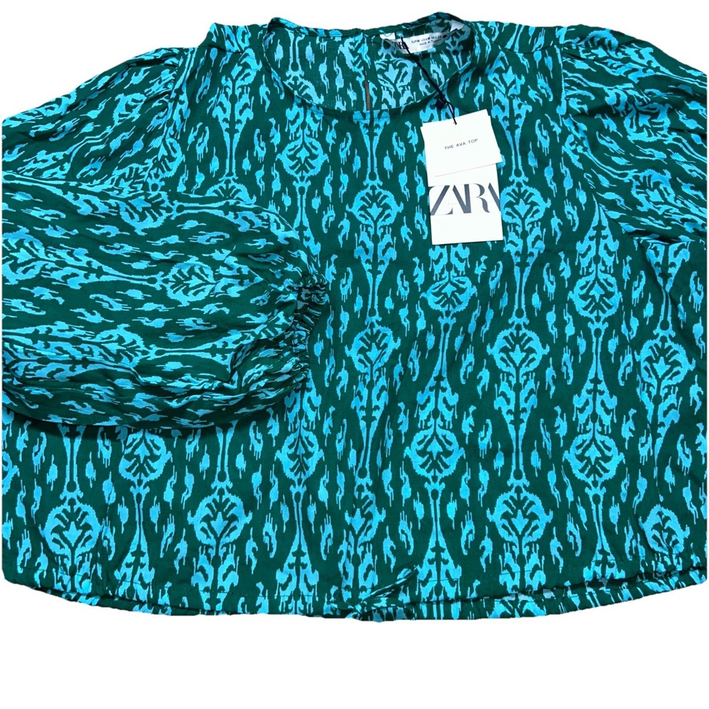 NWT Zara Lightweight Cotton Crop Top, Beaded Tie The Ava Top, Womens Medium
